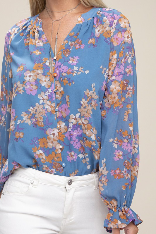 Floral chiffon blouse Womens Blouse   