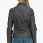 Snobbish Faux Leather Zip Up Mock Neck Jacket Womens Jacket