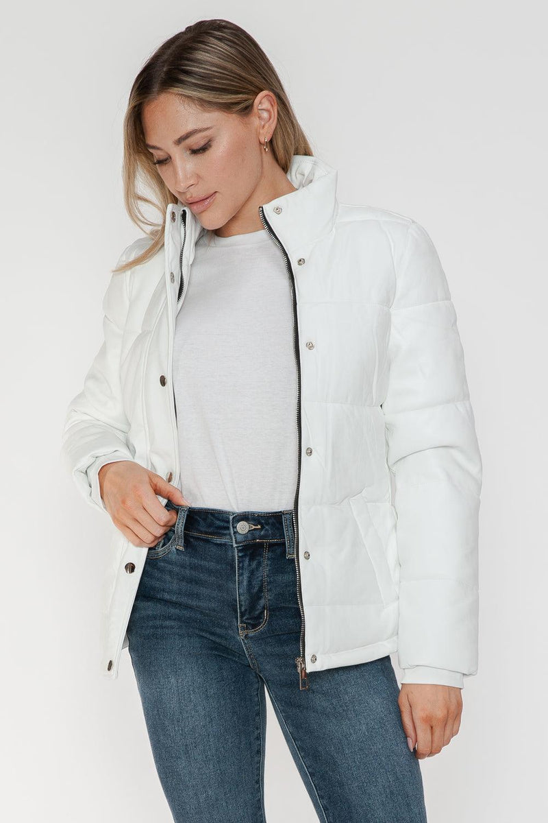 YMI Pocketed Zip Up Turtleneck Puffer Jacket - Three Mad Hatters Mercantile 