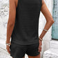 V-Neck Wide Strap Top and Shorts Set  Black S 