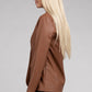 Sleek Pu Leather Blazer with Front Closure Blazer   