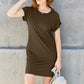 Basic Bae Full Size Round Neck Short Sleeve Dress with Pockets Womens Dresses Mocha S 