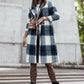 Double Take Plaid Button Up Lapel Collar Coat Womens Plaid Lapel Collar Coat Peacock Blue S