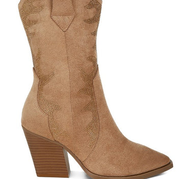 Rambler Rhinestones Embellished Calf Boots