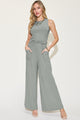 Basic Bae Full Size Ribbed Tank and Wide Leg Pants Set Womens Pant Set Heather Gray S 