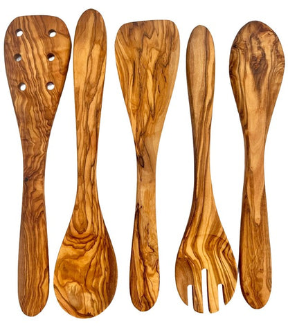 Mediterranean Olive Wood Kitchen Servers Set Olive Wood Kitchen Servers Set 5 PC As shown One Size 