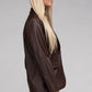 Sleek Pu Leather Blazer with Front Closure Blazer   