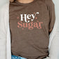 Hey Sugar Sparkle Valentines Day Graphic Tee T- Shirt Heather Brown S 