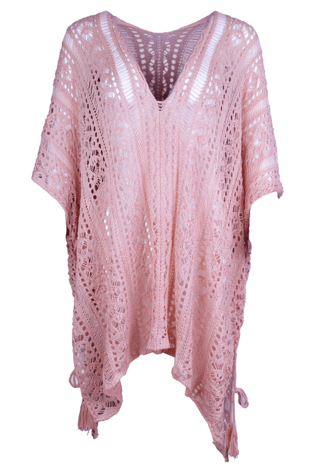 Cutout V-Neck Cover-Up with Tassel    