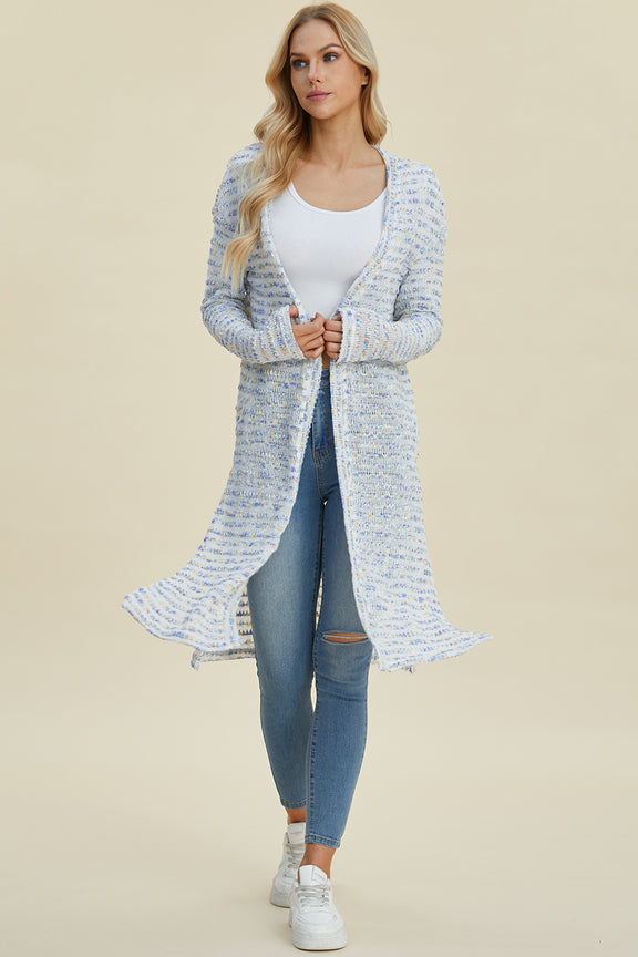 Double Take Open Front Longline Cardigan Cardigan