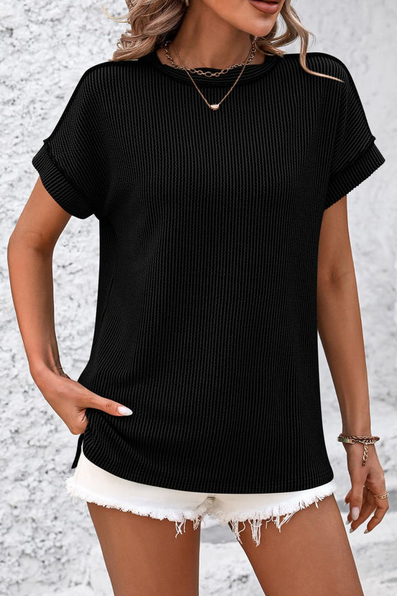 Striped Round Neck Short Sleeve T-Shirt Womens T-shirt   