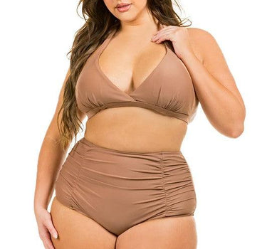 Curvy Two Piece High Waist with Ruched Front