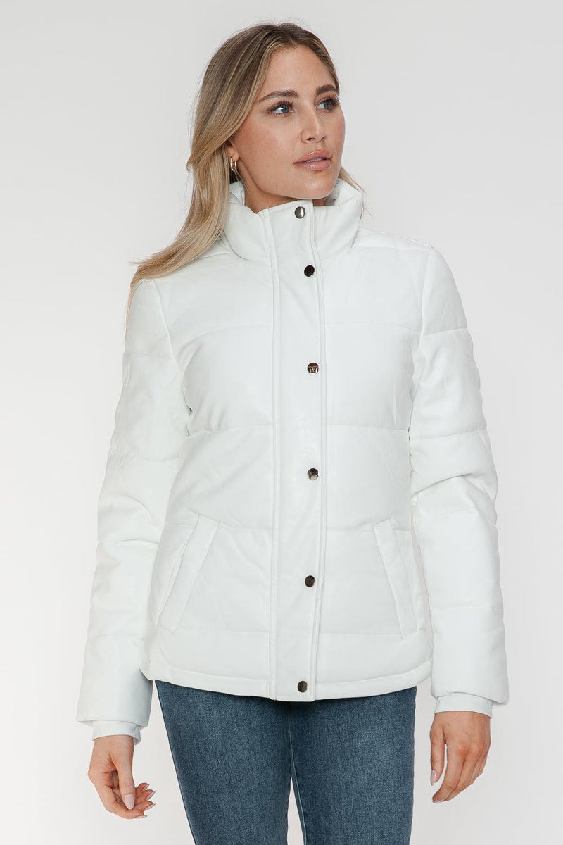 YMI Pocketed Zip Up Turtleneck Puffer Jacket - Three Mad Hatters Mercantile 