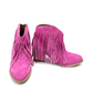 Amos Fringe Ankle Bootie in Magenta Suede Shoes   