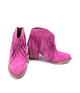 Amos Fringe Ankle Bootie in Magenta Suede Shoes   