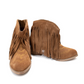 Amos Fringe Ankle Bootie in Tan Suede Shoes   