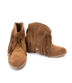 Amos Fringe Ankle Bootie in Tan Suede Shoes   