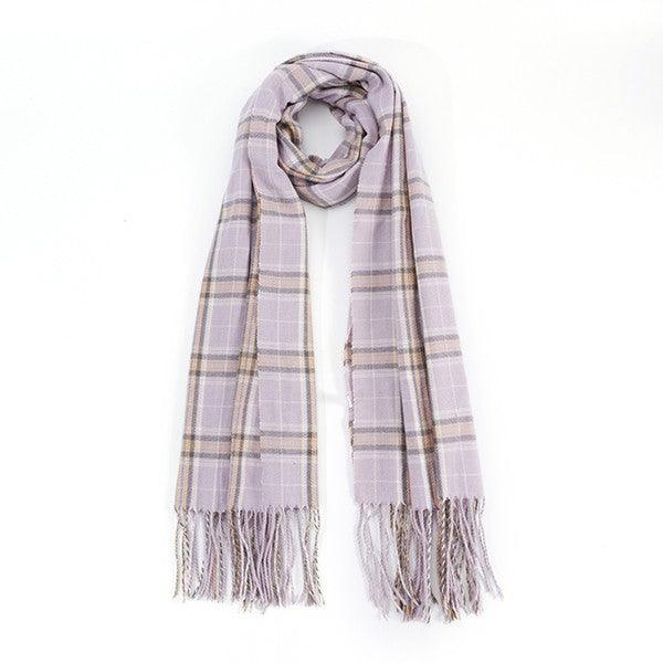 Cozy Chic: Two-Tone Plaid Fringe Scarf - Three Mad Hatters Mercantile 