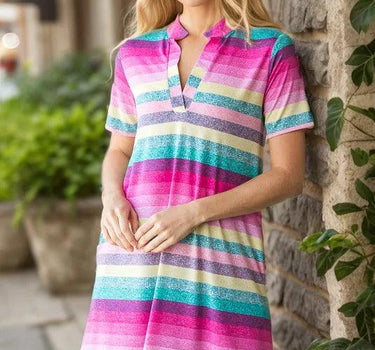 Heimish Striped Short Sleeve Mini Tee Dress Plus Size