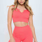 2 piece Seamless Ribbed Tank Top  Biker Shorts Set Activewear Set Rosy S 