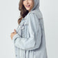 RISEN Distressed Drawstring Hooded Denim Jacket Womens Jacket