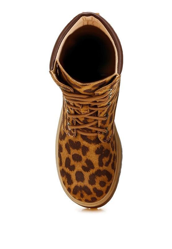 Ujola High Ankle Leopard Print Suede Boots - Three Mad Hatters Mercantile 