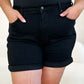 Judy Blue Full Size High Waist Tummy Control Cuffed Denim Shorts Womens Denim Shorts   