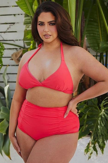 Curvy Two Piece High Waist with Ruched Front