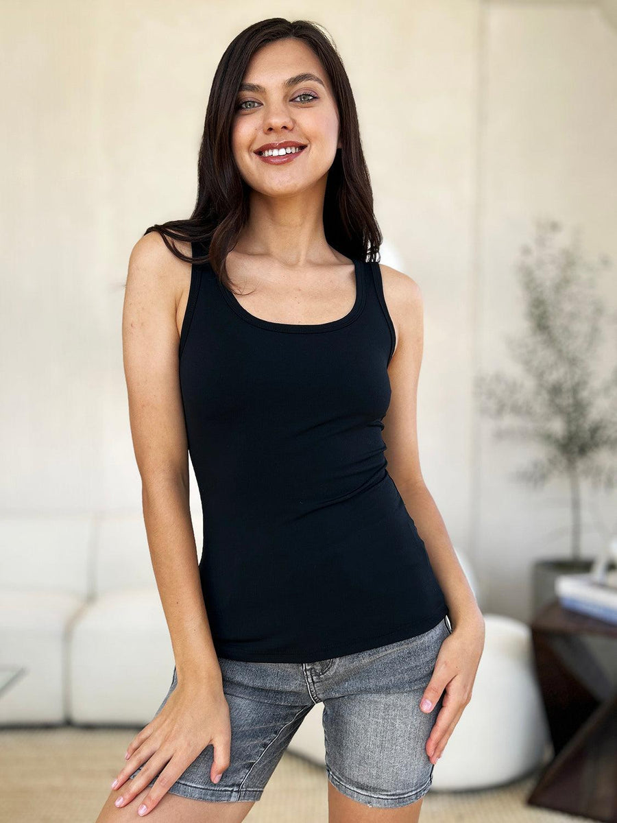 Basic Bae Full Size Square Neck Wide Strap Tank - Three Mad Hatters Mercantile 
