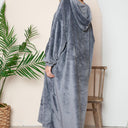 Double Take Pocketed Hooded Midi Lounge Dress