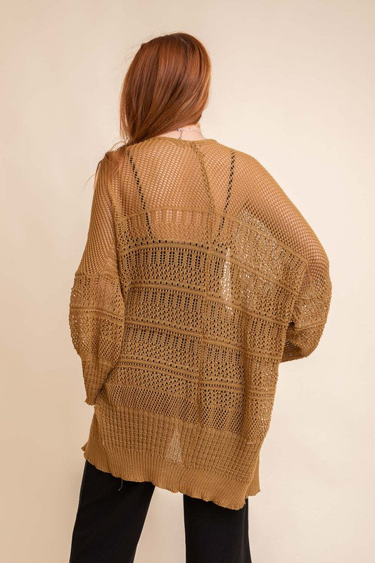 Knit Netted Cardigan Womens Cardigan   