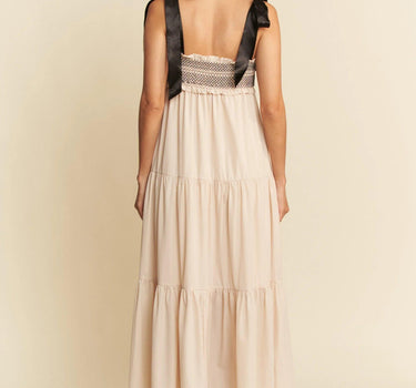 Davi & Dani Multi Contrast Smocked Bodice & Black Tie Straps