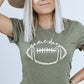 Cursive Football Game Day Graphic Tee Graffic Tee Heather Olive S 