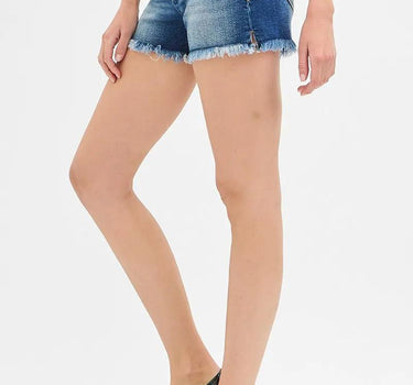 RISEN Low Rise Frayed Denim Shorts