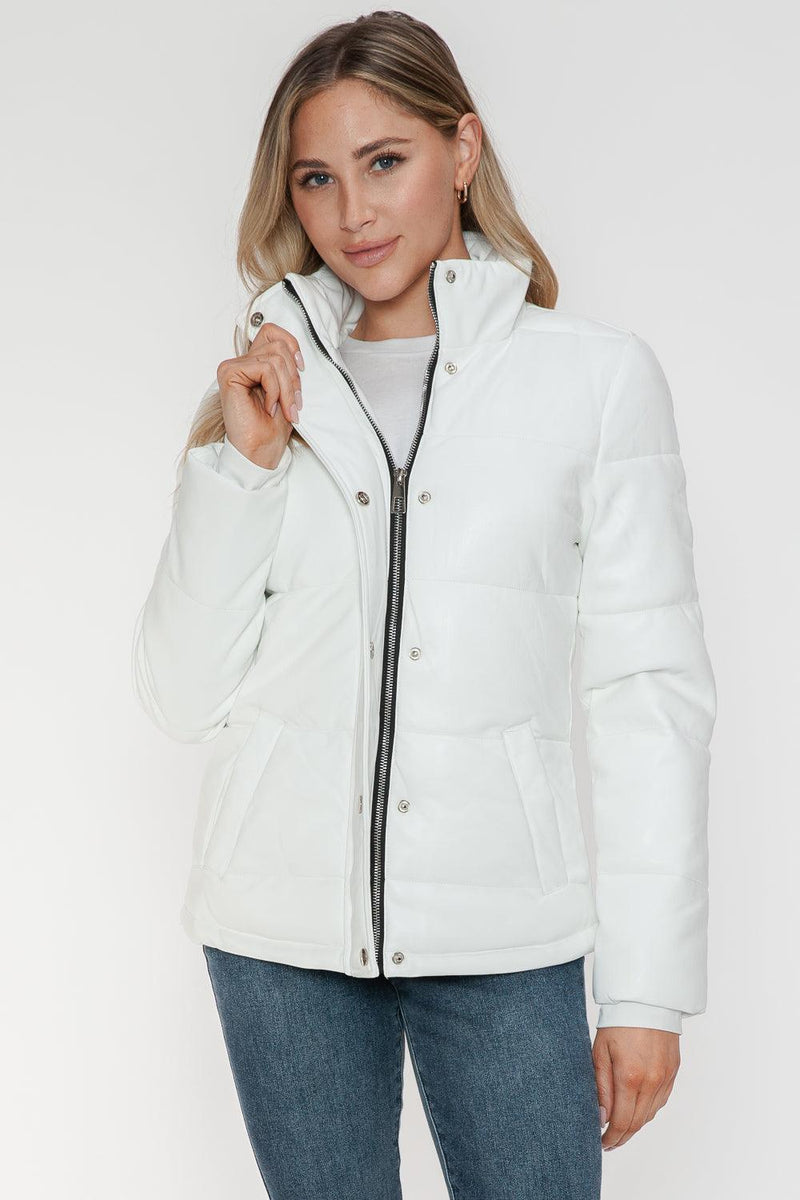 YMI Pocketed Zip Up Turtleneck Puffer Jacket - Three Mad Hatters Mercantile 