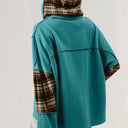 Double Take Drawstring Plaid Star Patch Long Sleeve Hoodie