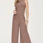 Basic Bae Full Size Ribbed Tank and Wide Leg Pants Set Womens Pant Set Mocha S 