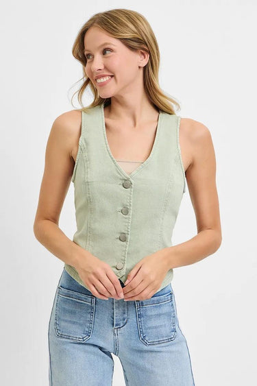 RISEN V Neck Button Down Vest