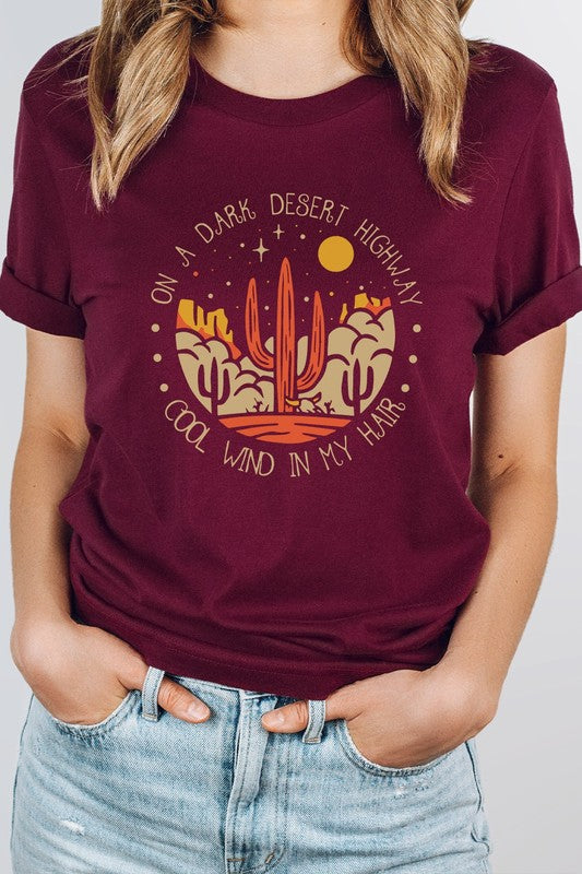 Desert Highway Graphic Tee Womens Graphic T-shirt Heather Maroon S 