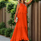 Ruffled Sleeveless Tiered Maxi Dress with Pockets    