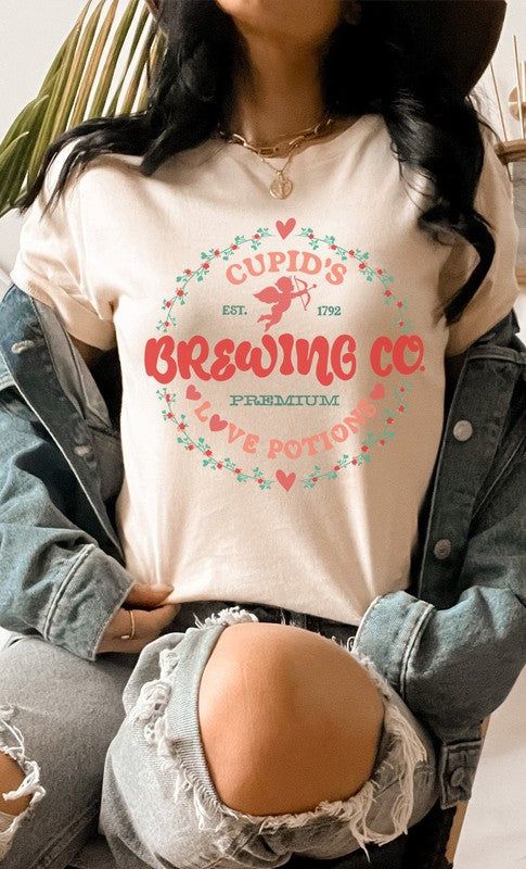 Rose Vine Cupids Brewing Co PLUS SIZE Graphic Tee T- Shirt Cream XXL 