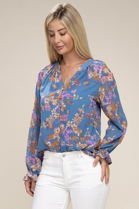 Floral chiffon blouse Womens Blouse   