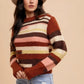 Annie Wear Color Block Round Neck Long Sleeve Sweater Womens Sweater