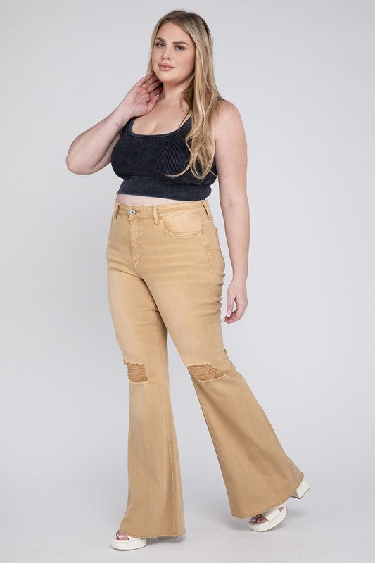 Plus Size High Rise Flare Jeans Flare Leg Jeans   