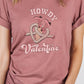 Howdy Valentine Cowboy Boots Graphic Tee T- Shirt Heather Mauve S 