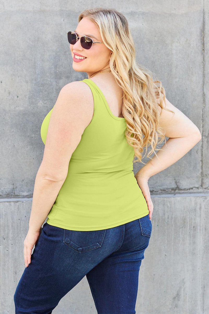 Basic Bae Full Size Square Neck Wide Strap Tank - Three Mad Hatters Mercantile 