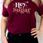 Hey Sugar Sparkle Valentines Day Graphic Tee T- Shirt Heather Maroon S 