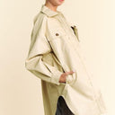 Davi & Dani Faux Leather Button Up Jacket with Chest Pockets