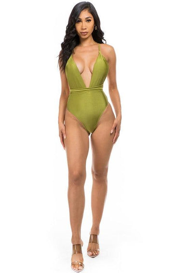 Sultry Waves: Crisscross Cut-Out One-Piece Swimsuit