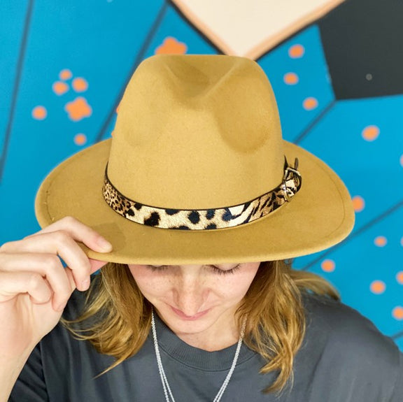 Wild Side Fedora Hat Fedora Hat Camel One Size 